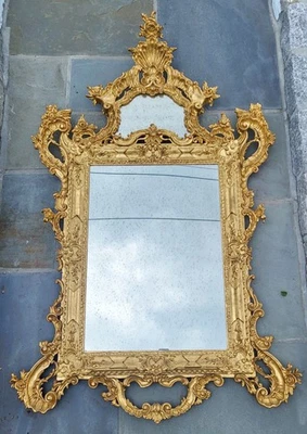 PALATIAL Antique ITALIAN 20th C FRENCH ROCOCO Style Gilt Carved Wood Wall MIRROR - Image 1 of 4