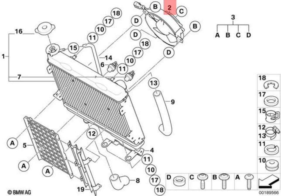 Ventilador original BMW K16 G 450 X 0145 17117709390 Foto 1 de 1