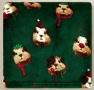 Green Guinea Pig Christmas Design Throw / Fleece Blanket New From George - Picture 1 of 3