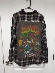 Marvel Superheroes Secret Wars Men's Trashion Flannel Shirt Custom Backpatch XL - Picture 1 of 7