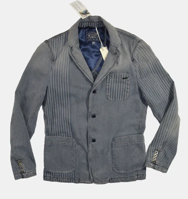 Vintage DIESEL mens BLAZER JACKET size S Small pinstripe BIGST-D Blue hickory - Image 1 of 4