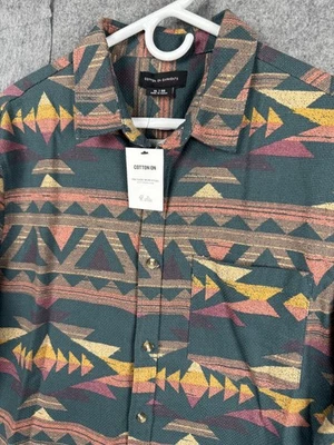 Camisa de algodón con botones para hombre XL estampado azteca algodón navajo texturizado nueva con etiquetas Foto 1 de 4
