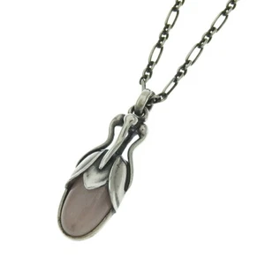 Georg Jensen 2011 Year Pendant Necklace Rose Quartz Silver 925 Jewelry Denmark - Picture 1 of 7