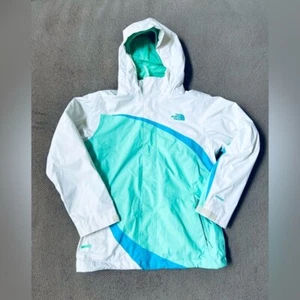 The North Face Mountain View Triclimate Girls Large White Teal Hooded Ski Jacket - Picture 1 of 16