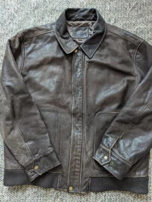 Chaqueta bomber vintage de cuero MOTOCICLETA mad max XL cuero PATINA y2k Foto 1 de 4