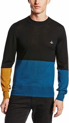 🇮🇹 Suéter Vivienne Westwood Hombre Color Bloque Negro Talla Grande Hecho/Italia Foto 1 de 2