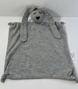 Kululu Cool Baby Organic Cotton Grey Bunny Lovey Blanket Knotted Corners - Picture 1 of 6