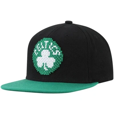 Boston Celtics Hat Mitchell & Ness NBA Basketball Snapback 8 Bit Black Cap New - Image 1 of 4