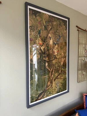 IMPRESIÓN DE ÁRBOL GESTUAL XENZ ED50 ARTE CALLEJERO ENMARCADO COMO NUEVO PÁJAROS JUNGLA CERTIFICADO DE AUTENTICIDAD BANKSY. Foto 1 de 4