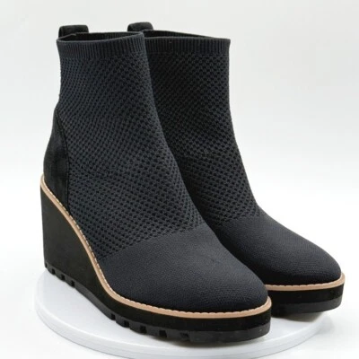 Eileen Fisher London Bootie Womens Size 6 Black Recycled Stretch Knit Boots EUC - Image 1 of 4