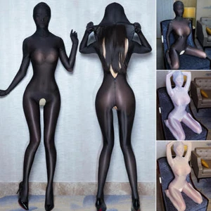 Mono Zentai transparente con cremallera brillante para mujer - Imagen 1 de 19