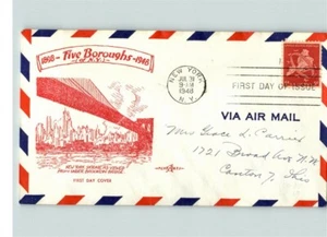 Mapa de correo aéreo C-38, cinco condados de Nueva York, foto puente de Nueva York de Brooklyn, abetos 1948 - Imagen 1 de 1