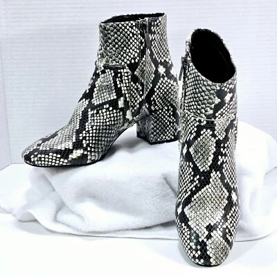 Kenneth Cole New York Womens Size 7.5 M Snake Print Block Heel Boots Side Zip - Image 1 of 4
