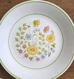 "3 platos de ensalada de almuerzo de 8 1/2"" con borde verde Corning Corelle de jardín de flores" - Imagen 1 de 6