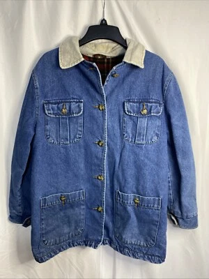 Abrigo vaquero de granero vintage chaqueta para tareas forrada a cuadros para mujer sin etiqueta de talla Foto 1 de 4