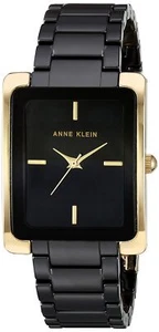 Anne Klein Women's AK/2952BKGB Gold-Tone and Black Ceramic Bracelet Watch - Picture 1 of 6