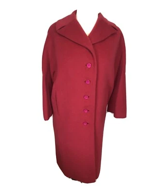 Vintage Forstmann Louis Goldstein Women Red Coat 3/4 Sleeve 1950s Prop Size M - Image 1 of 4