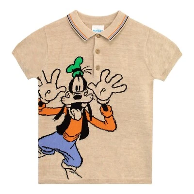 Disney Goofy Knitted Polo Shirt Kids Boys 2-10 Years Top Short Sleeve Buttons - Image 1 of 4