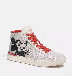 Coach Men’s Disney Mickey Mouse Clip High Top Size 10.5D Color Chalk/Black C7054 - Picture 1 of 6