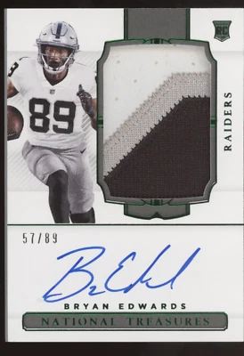 2020 National Treasures Bryan Edwards RPA 3 Color Patch Emerald RC Auto /89 - Image 1 of 3