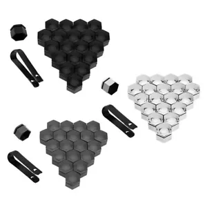 20PCS 17mm Car Wheel Nut Lug Cover Hub Screw Cap Glossy Bolt Rim Tire W/ Tools - Picture 1 of 13