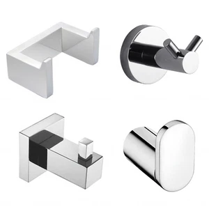 Bathroom Wall Single Double Robe Hook Towel Holder 304 SUS Polished Chrome Bar - Picture 1 of 39