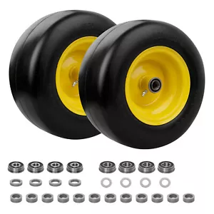 2x 13x6.50-6 Front Flat Free Tire Wheel Set w/ Bearings For Zero-Turn Lawn Mower - Picture 1 of 7