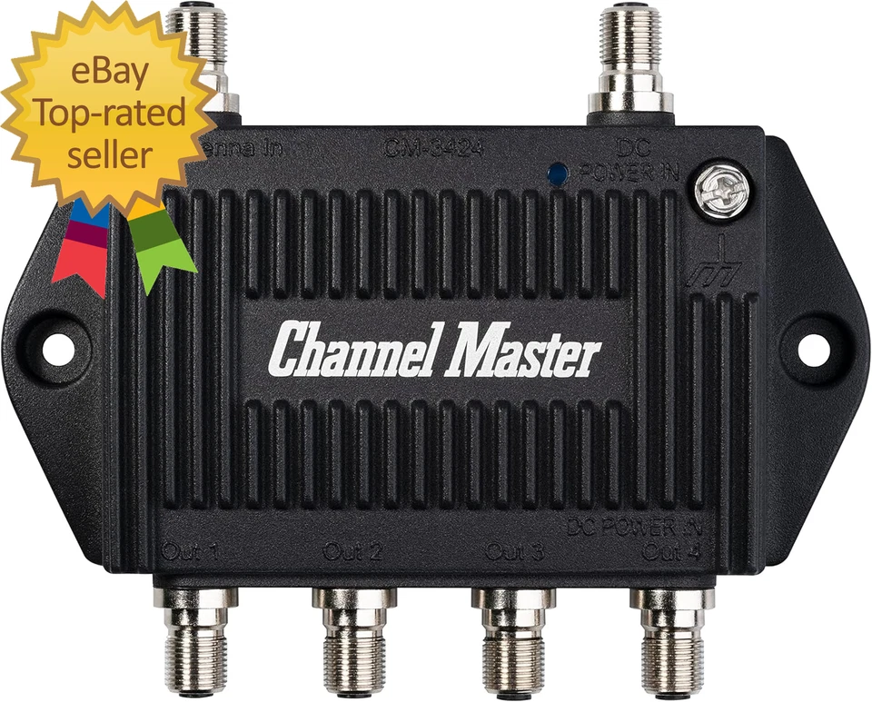 TV Antenna Booster 4-4-Port TV Antenna Distribution Amplifier Built-In LTE Filte - Image 1 of 4