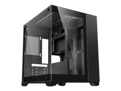 DIYPC DIY-CUBE01-BK Black USB3.0 Tempered Glass Micro ATX Gaming Computer Case - Image 1 of 4