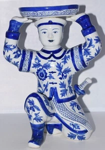 Mid 20th Century Chinese Export Sculpture Samurai Warrior Man Holding Dish - Picture 1 of 11