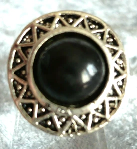 großer Achat Folklore SteinSchmuck Ring, schwarz Tibet Silber verstellbar NEU - Bild 1 von 3