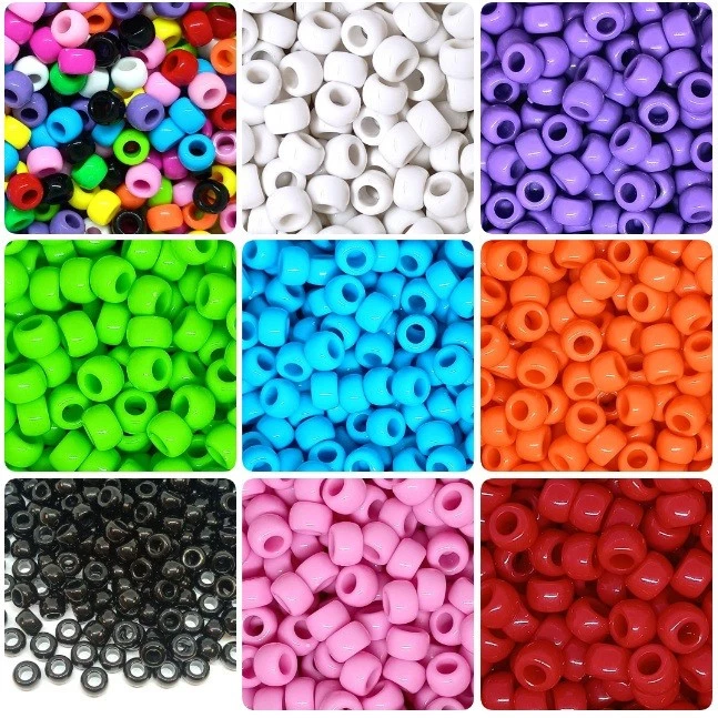 100- 3000  High Quality acrylic Pony Beads, opaque, various colours 9 x 6 mm - Image 1 of 2