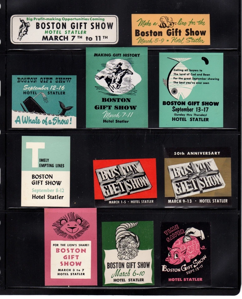 USA - Group of 10 Advertising Stamps for Boston Gift Shows, Hotel Statler - MNH - Image 1 of 1