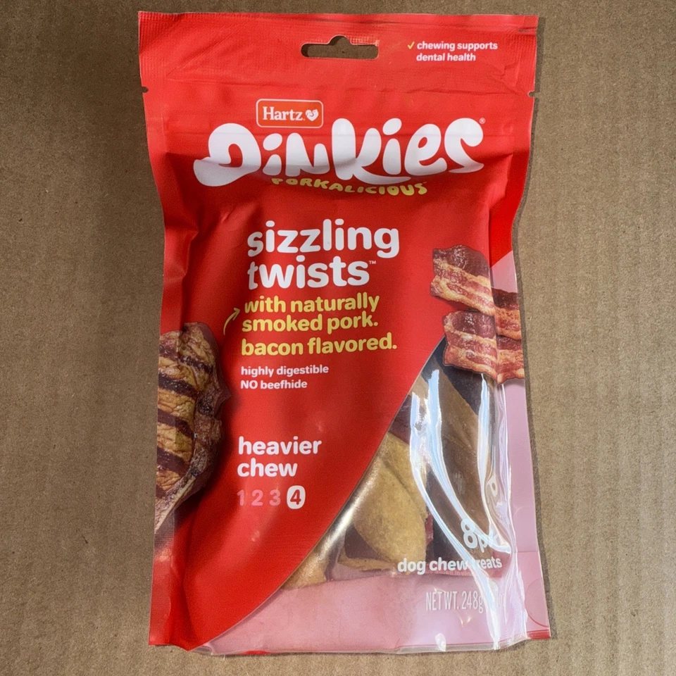 Hartz Oinkies Smoked Pig Skin Bacon Flavored Wrap Dog Treat Chews - 8 Pack - Image 1 of 4