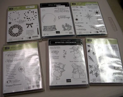 6 juegos de estampillas navideñas StampinUp algunos con juegos de troqueles  Foto 1 de 4