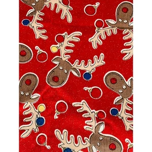 Christmas Moose Fabric Sewing Quilting Sparkles Ornaments Red Rudolf Reindeer - Picture 1 of 7