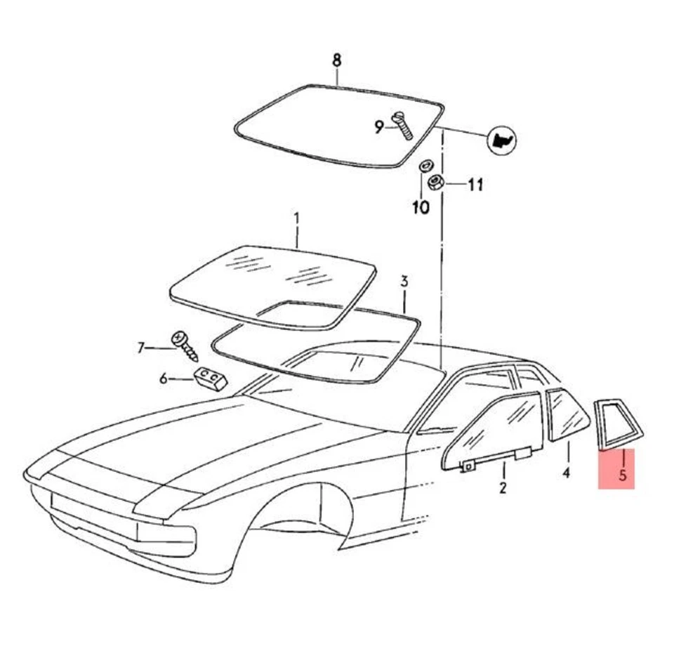 Sello de goma genuino PORSCHE ventana lateral izquierda 94455732100 Foto 1 de 1