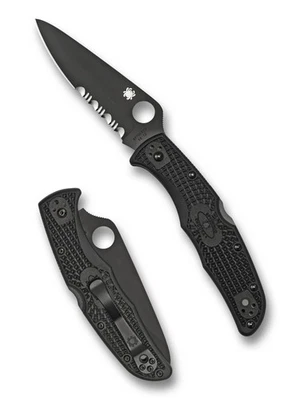 Spyderco Endura 4 Knife C10PSBBK Black ComboEdge VG-10 Blade Black FRN Handle - Image 1 of 3