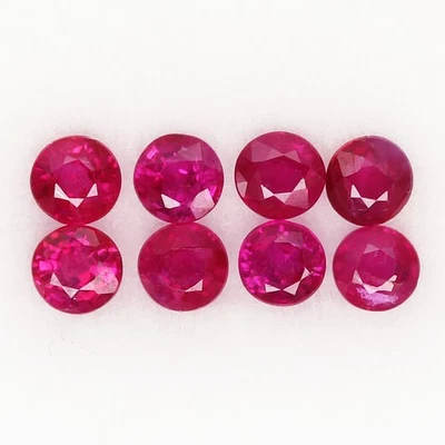 8 Pcs/Lot 0.94ct Round 2.6to2.7mm Natural Heated Burmese Red Ruby, Myanmar Gems - Image 1 of 4
