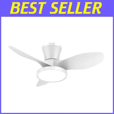 32-Inch Quiet Ceiling Fan with LED Light - Remote Control & Reversible Motor - Image 1 of 4