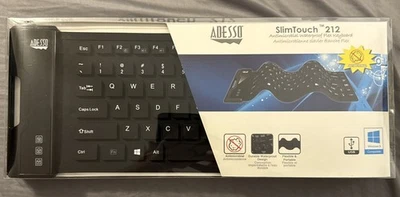 Adesso AKB-212UB SlimTouch Antimicrobial Waterproof Flex Keyboard Mini USB New. - Image 1 of 3