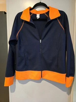 Jaqueta feminina vintage Bobbie Brooks M com zíper azul marinho e laranja - Imagem 1 de 4