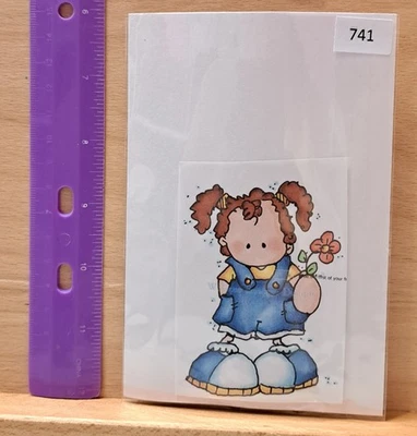 741 Whipper Pargo Niña con Flores Coletas Rojo Goma Sello Adhesivo Foto 1 de 2