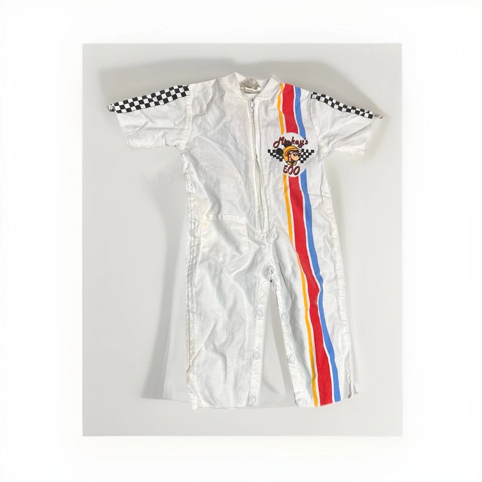 Vintage 70s/80s Disney Mickey’s 500 Racing Jumpsuit Kids Romper Speedway Newborn - Image 1 of 4