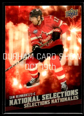 🔥2025-26 UD Tim Hortons SELECCIONES NACIONALES SAM REINHART Tarjeta de inserción NS-9 1:900 Foto 1 de 2