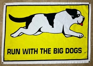 Vintage BIG DOGS Run With The Big Dogs Linen Banner 4 Grommets 31" x 21.5" Used - Picture 1 of 7