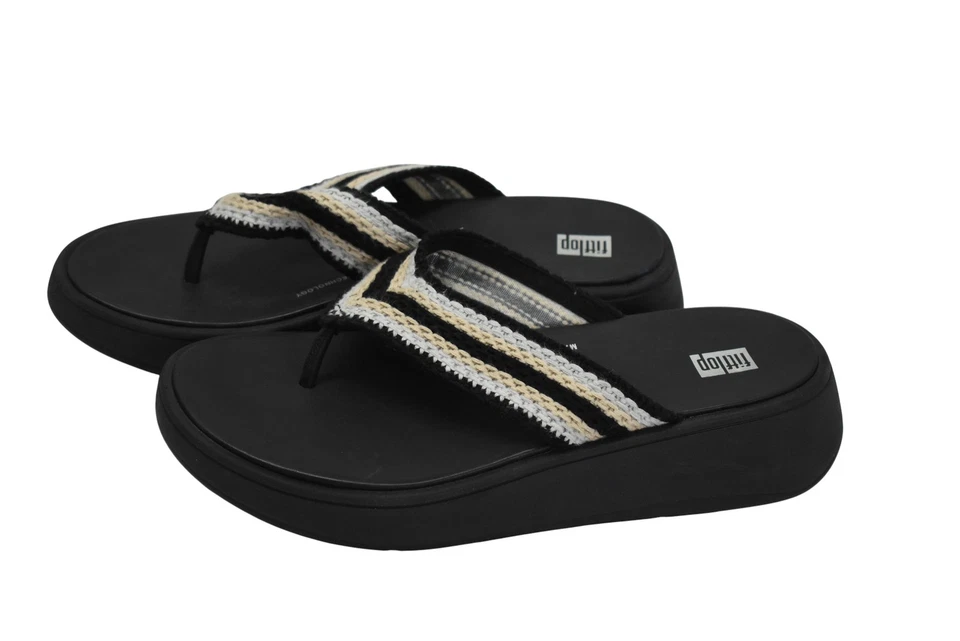 FitFlop Zapatos Mujer Talla 8 Negro Puntera Sandalias Microwobbleboard GW9-001-060 Foto 1 de 4