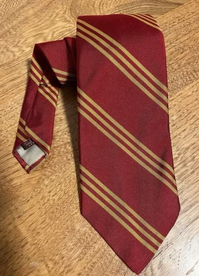 Винтажный Abercrombie & Fitch прочные товары красный и золотой Rep полоски галстук 100% шелк США - Изображение 1 из 4