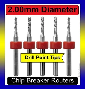 2 mm Router Bit Carbide 1/8" Shank Chip Breaker Drill Point 5 PIECES MDF urc156 - Picture 1 of 5