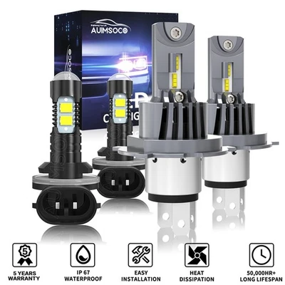 Para Kia Rio 2003-2011 4 puertas 4x 6000K bombillas faros LED alto bajo + luces antiniebla Foto 1 de 4